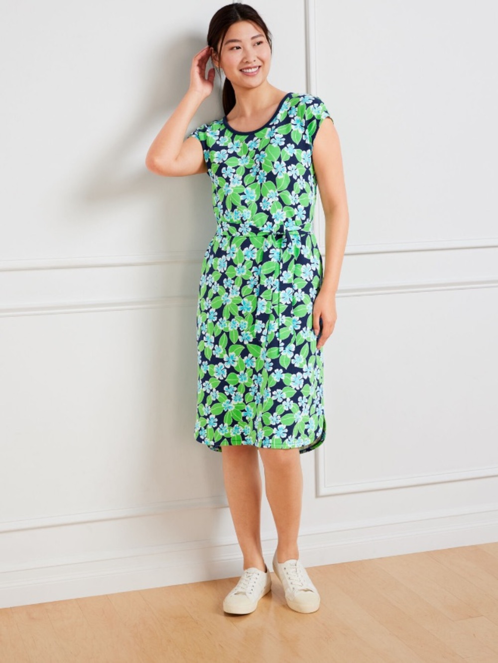 NEW Talbots Open Back Floral Fields Tie-Waist Dress Size LP